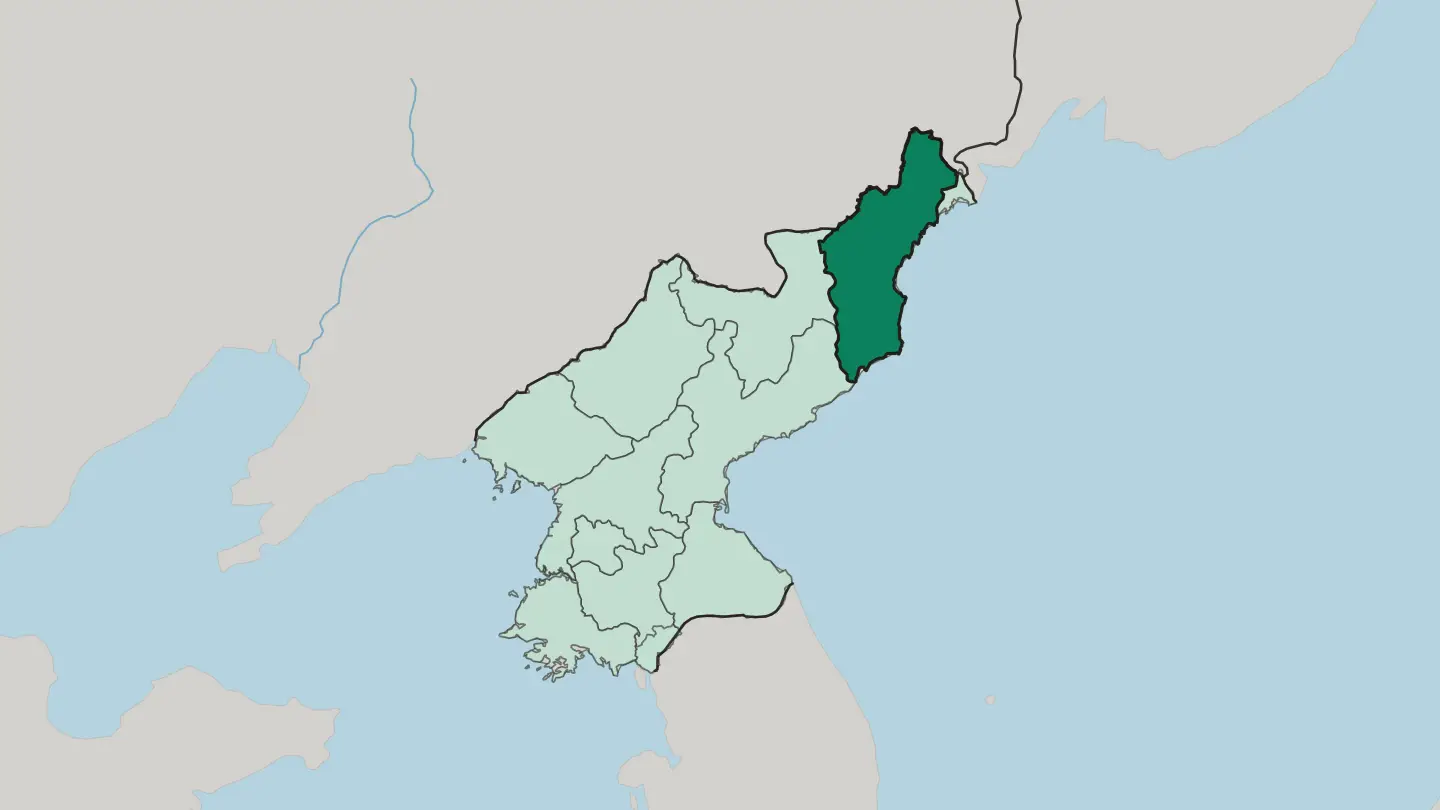 Map of North Hamgyong Province in North Korea