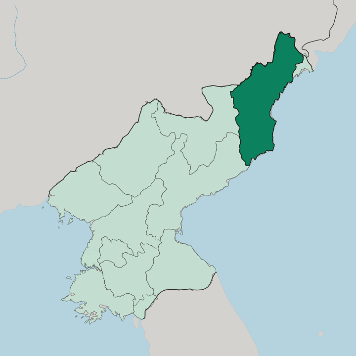 Map showing North Hamgyong Province — In North Korea
