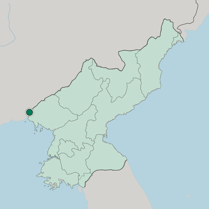 Map showing Sinŭiju — In North Korea