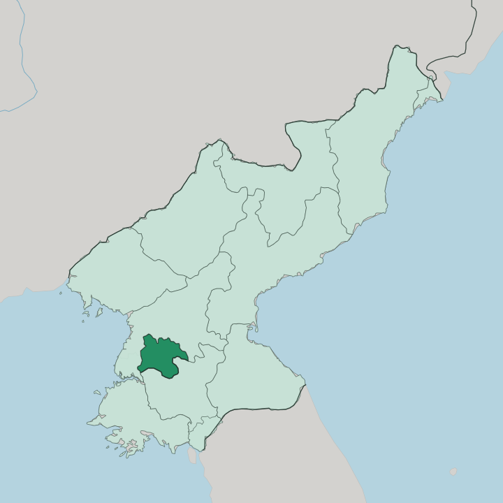 Map showing Pyongyang — In North Korea