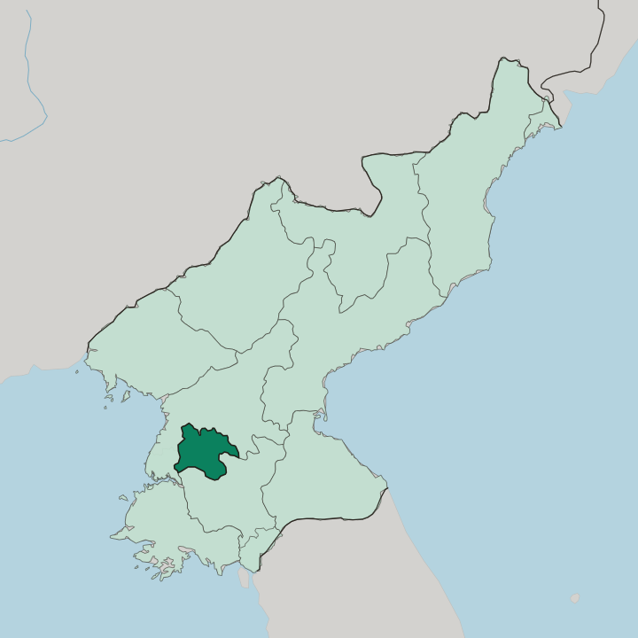 Map showing Pyongyang — In North Korea