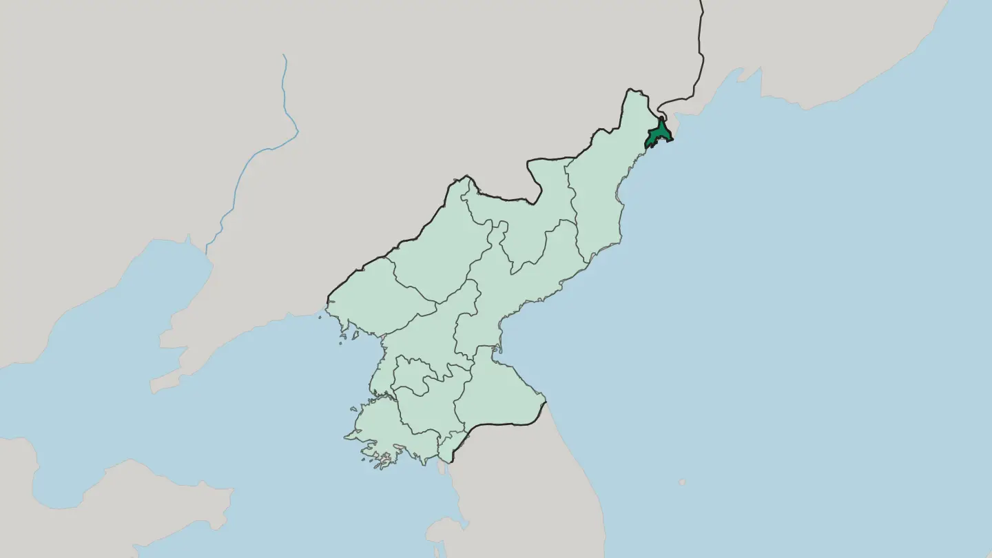 Map of Rason in North Korea