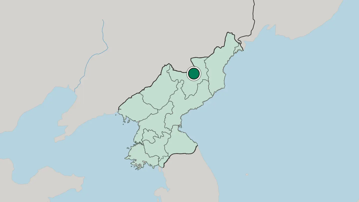 Map of Hyesan in North Korea