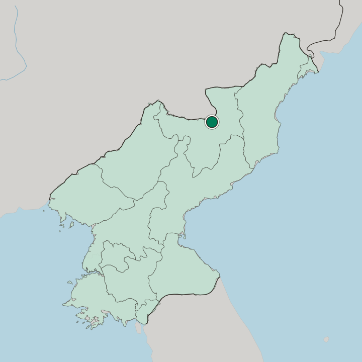 Map showing Hyesan — In North Korea