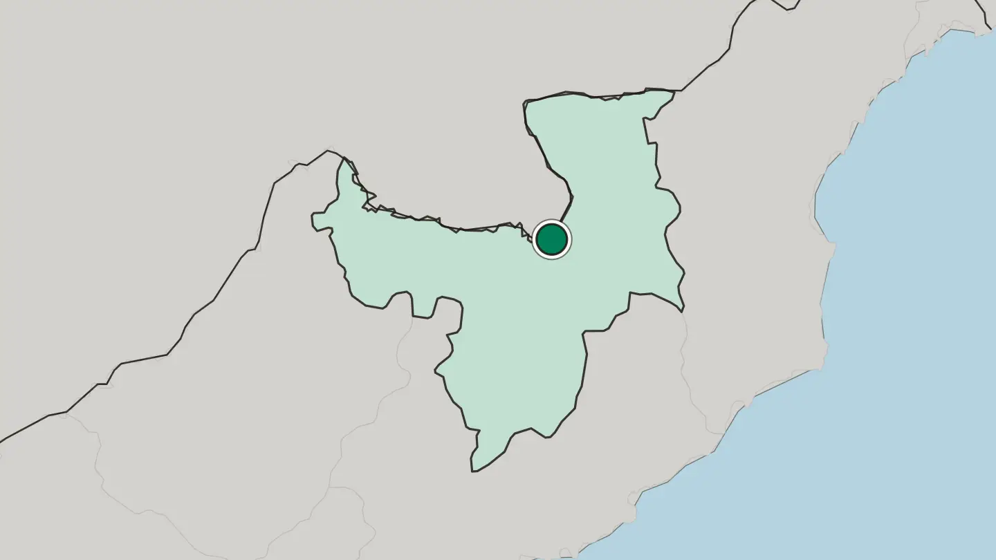 Map of Hyesan in North Korea