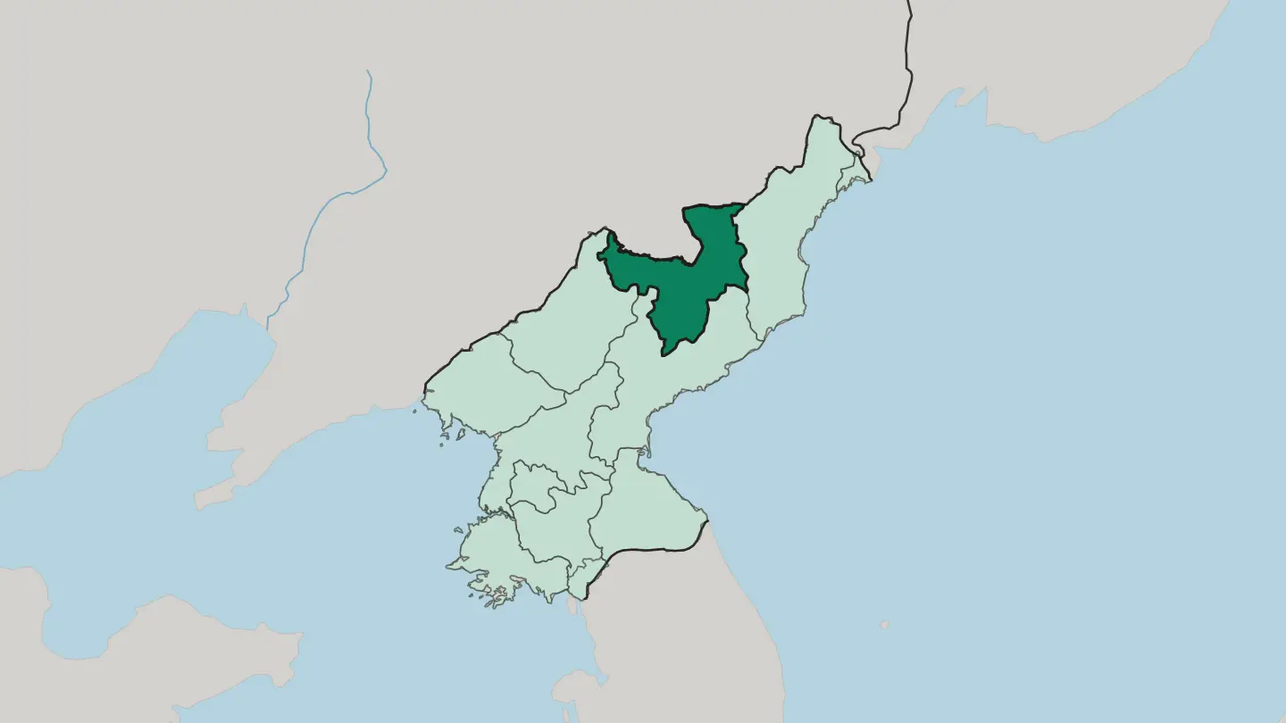Map of Ryanggang in North Korea