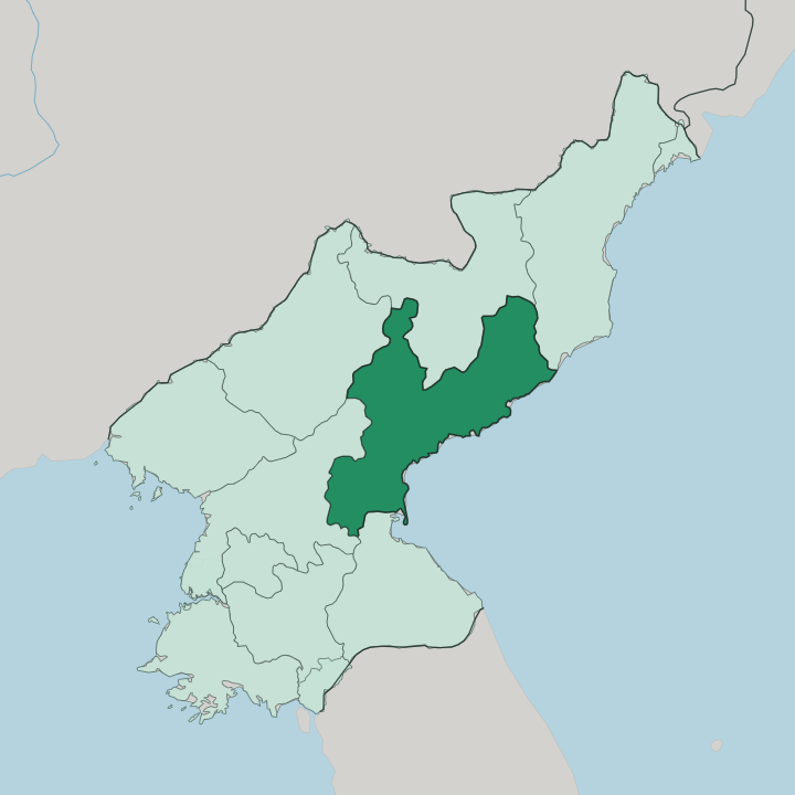 Map showing South Hamgyong — In North Korea