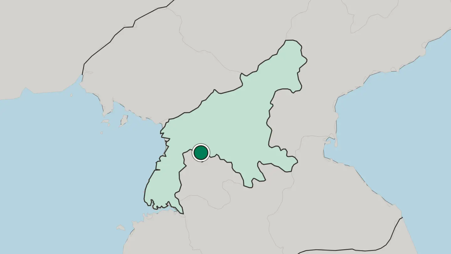 Map of P’yŏngsŏng in North Korea