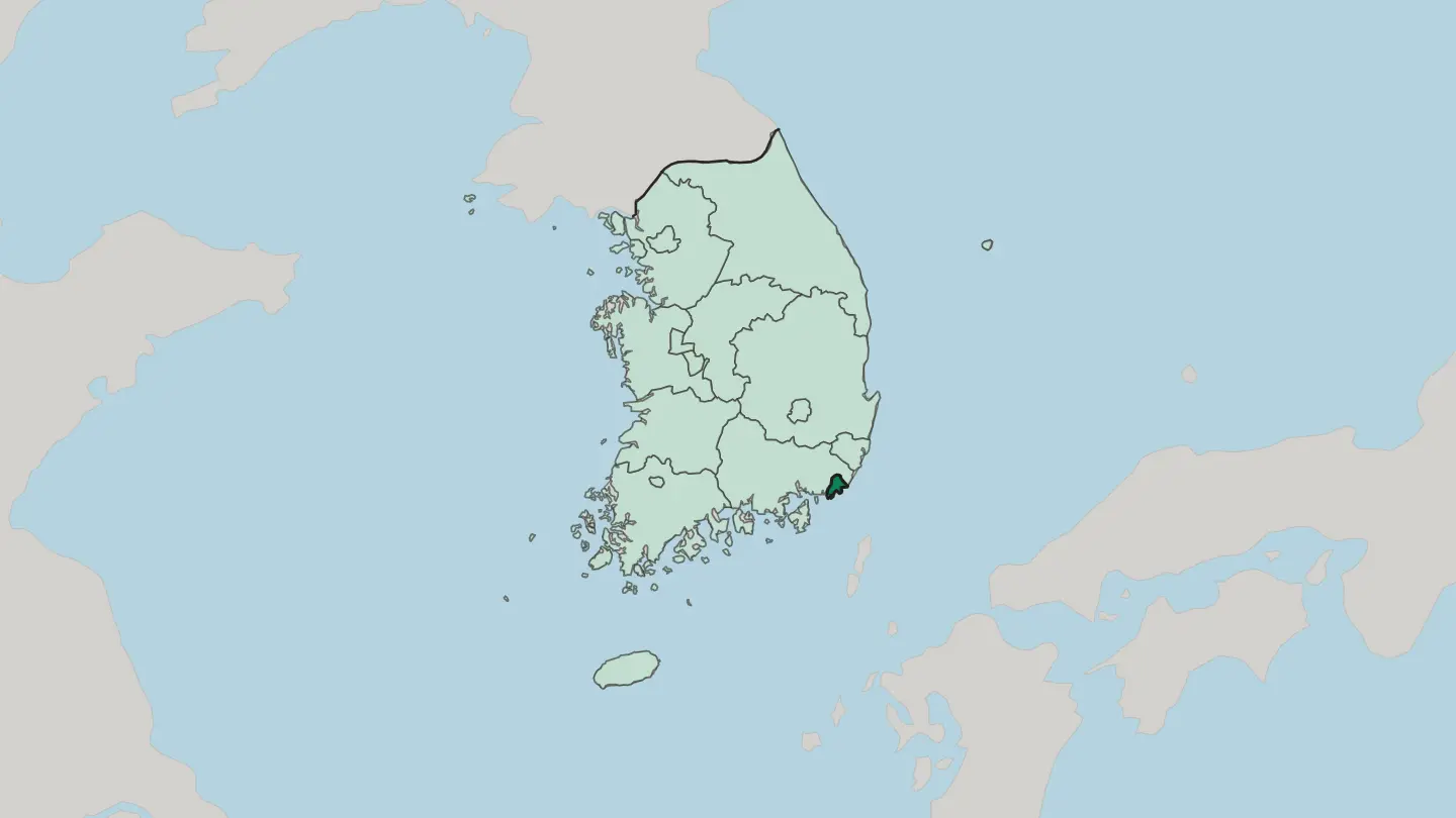 Map of Busan in South Korea