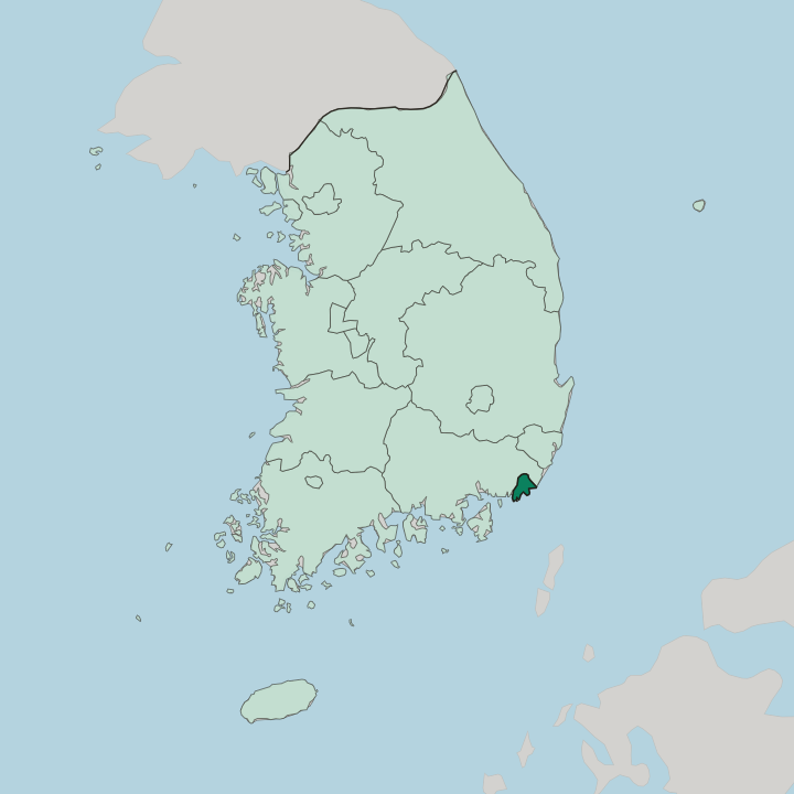 Map showing Busan — In South Korea