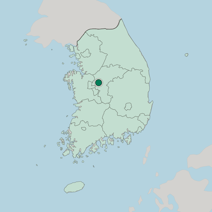 Map showing Cheongju-si — In South Korea