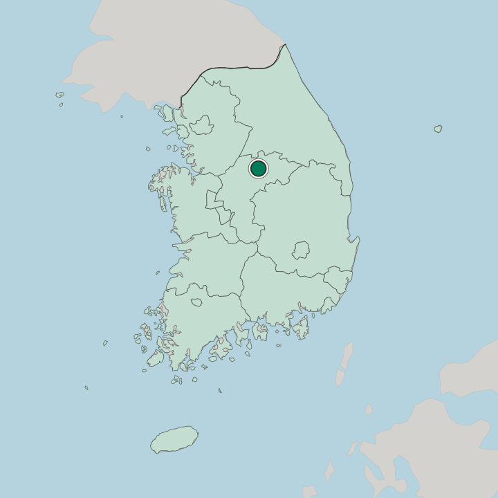 Map showing Chungju — In South Korea