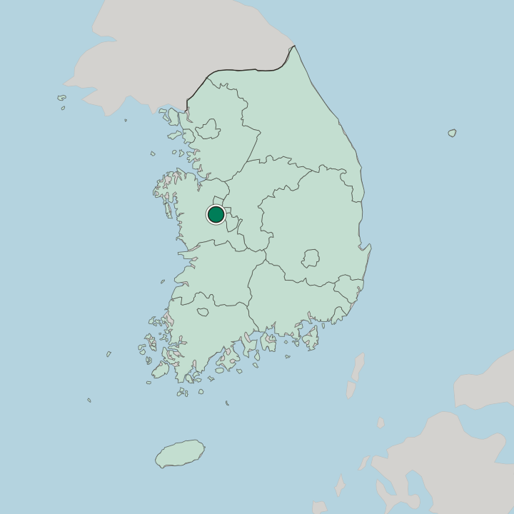 Map showing Gongju — In South Korea