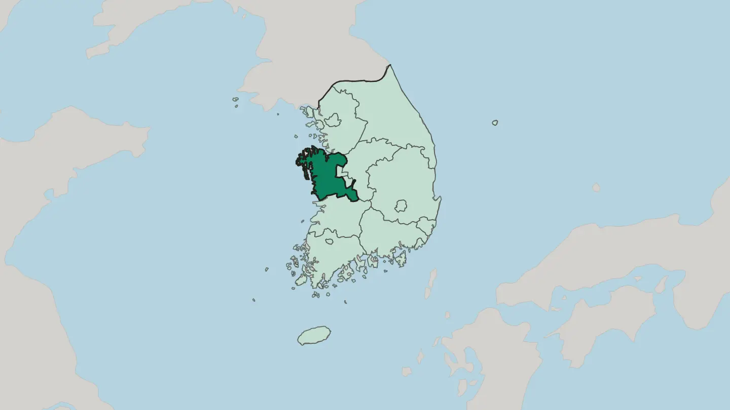 Map of Chungcheongnam-do in South Korea