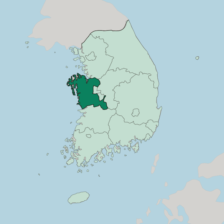 Map showing Chungcheongnam-do — In South Korea