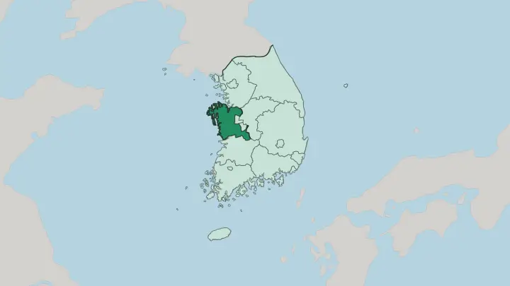 Map of Chungcheongnam-do in South Korea