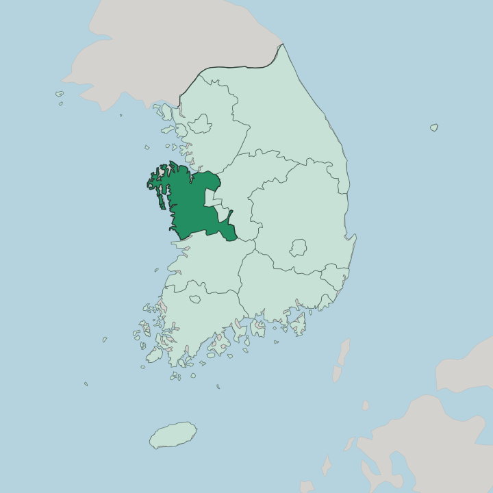 Map showing Chungcheongnam-do — In South Korea