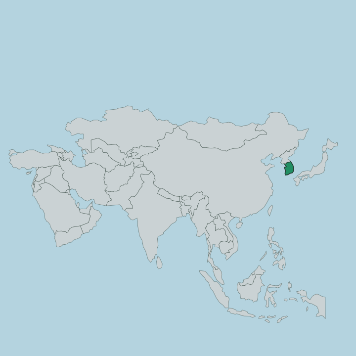 Map showing South Korea — In Asia
