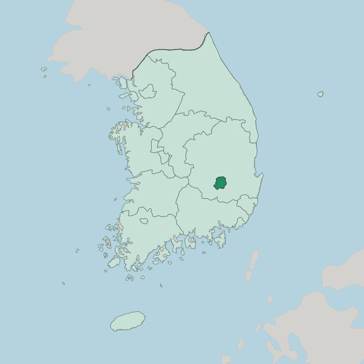 Map showing Daegu — In South Korea