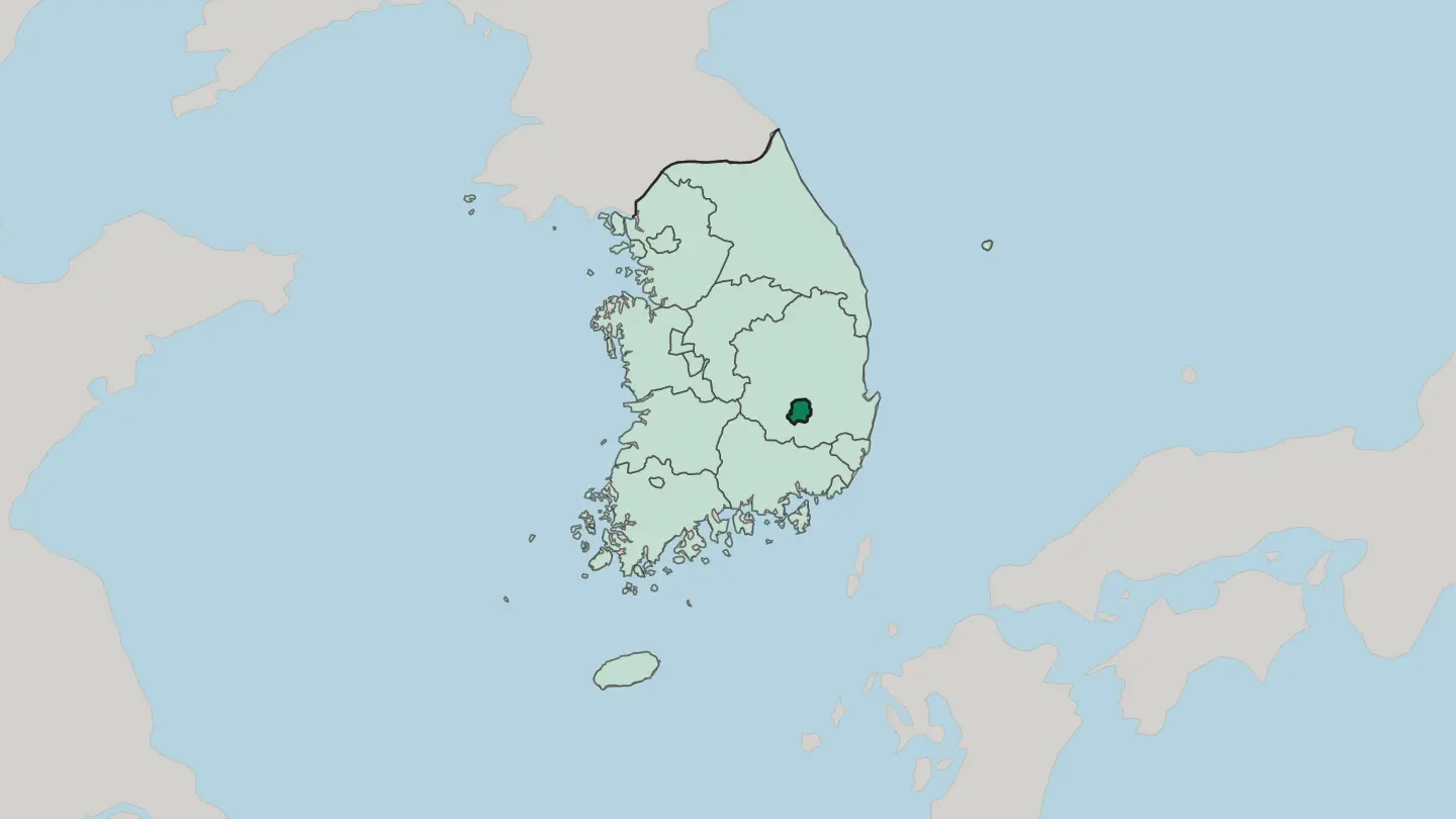 Map of Daegu in South Korea