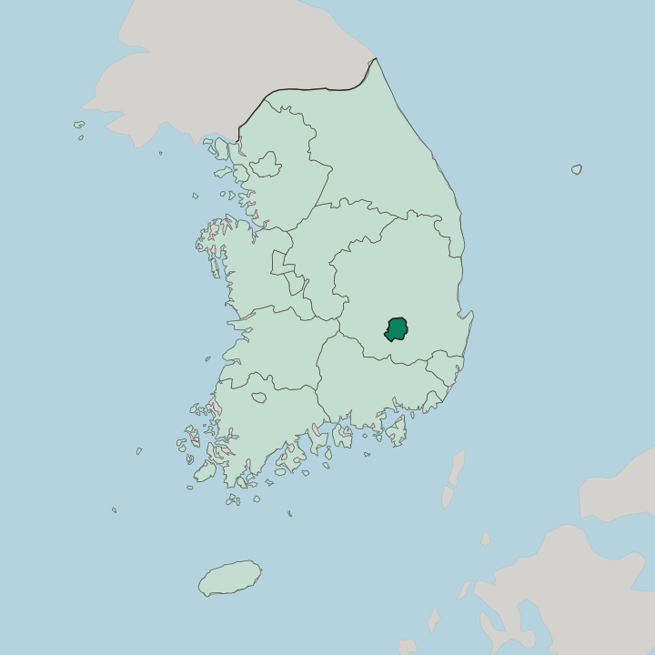 Map showing Daegu — In South Korea