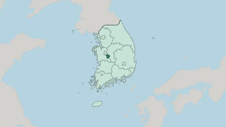 Map of Daejeon in South Korea