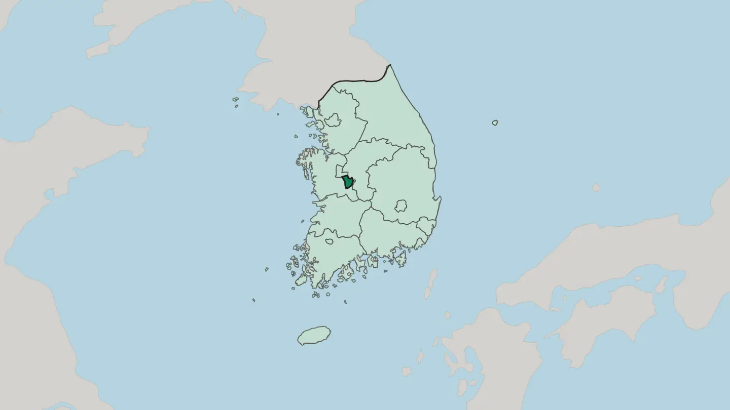 Map of Daejeon in South Korea