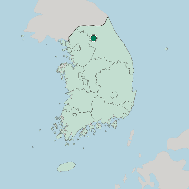 Map showing Chuncheon — In South Korea