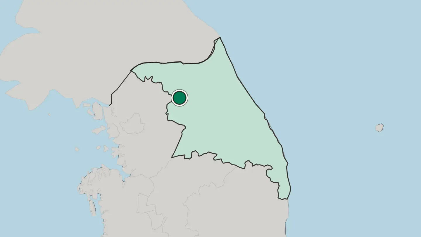Map of Chuncheon in South Korea