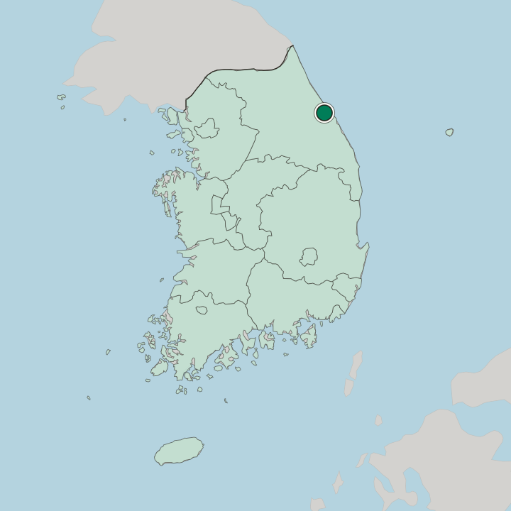 Map showing Gangneung — In South Korea