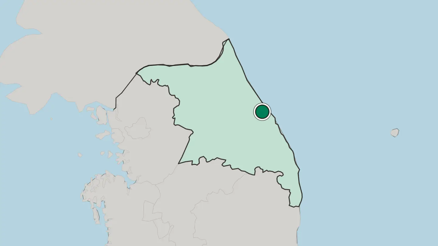 Map of Gangneung in South Korea