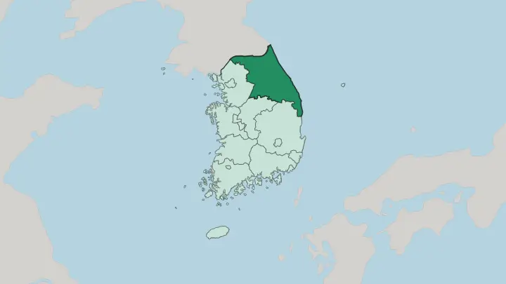 Map of Gangwon in South Korea