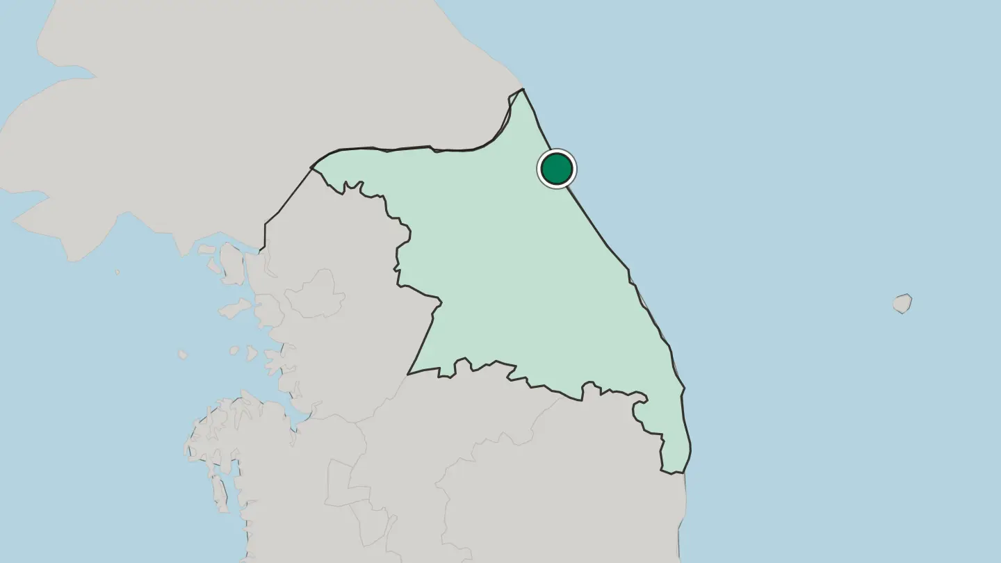 Map of Sokcho in South Korea