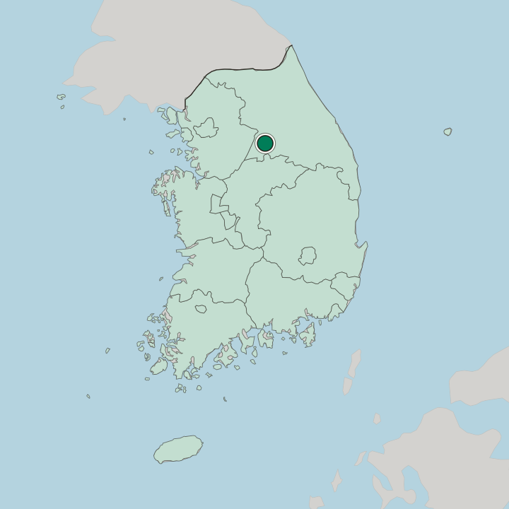 Map showing Wŏnju — In South Korea