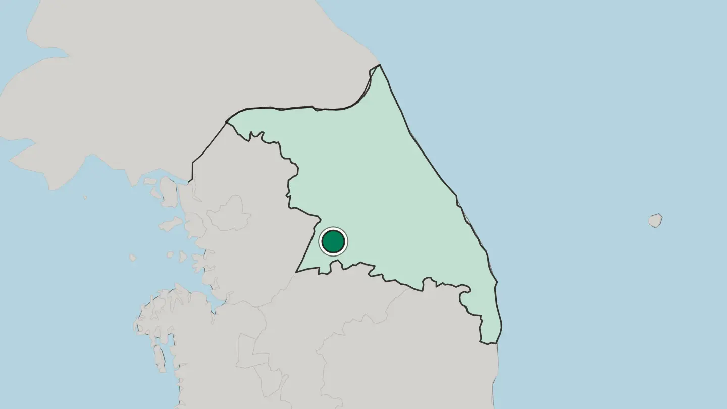 Map of Wŏnju in South Korea