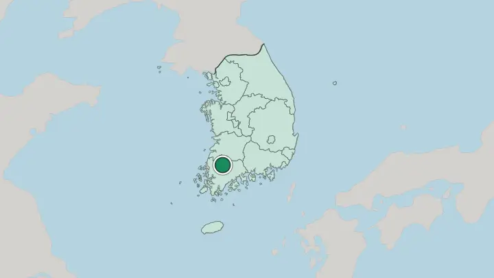 Map of Gwangju in South Korea