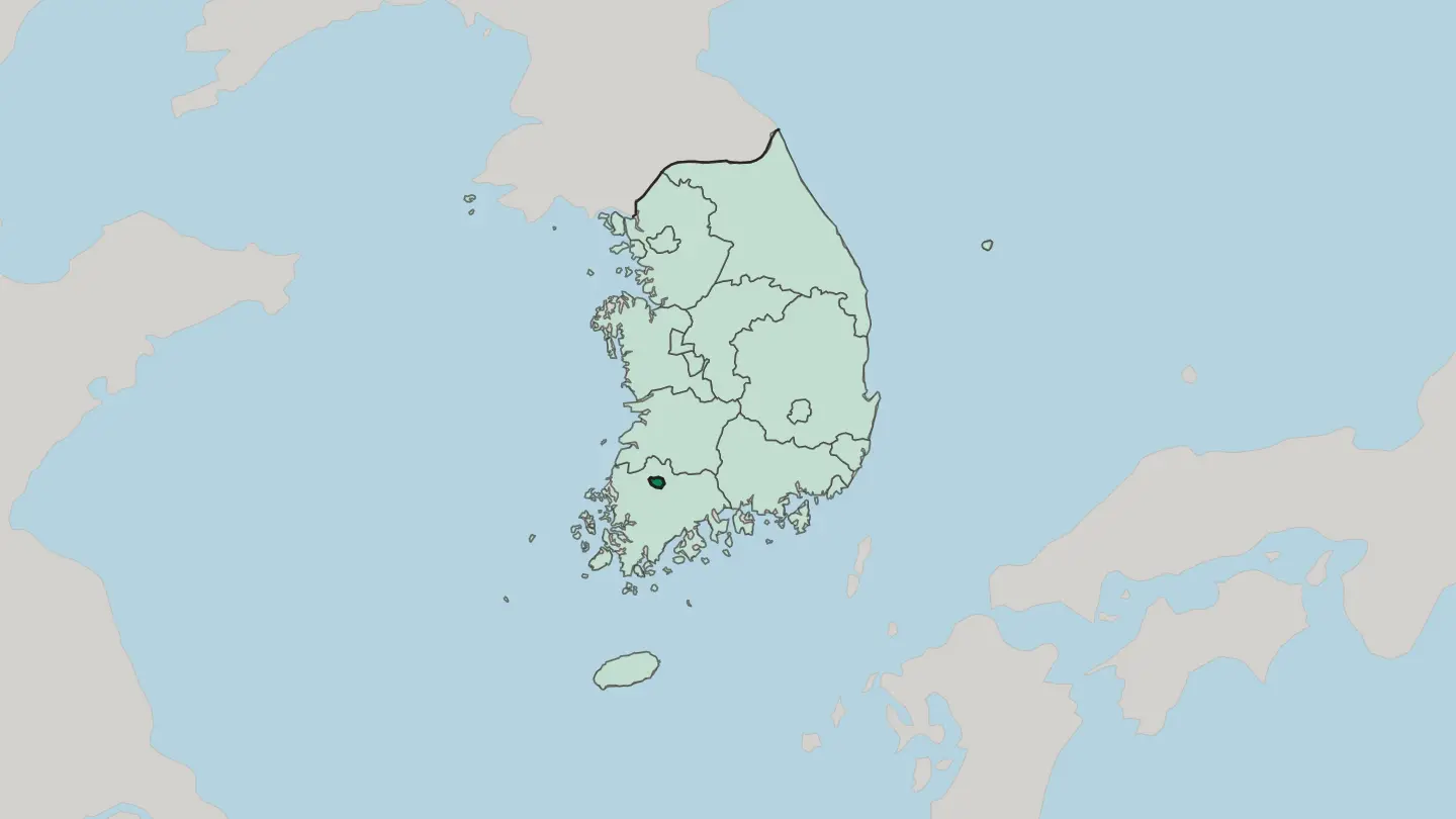 Map of Gwangju in South Korea