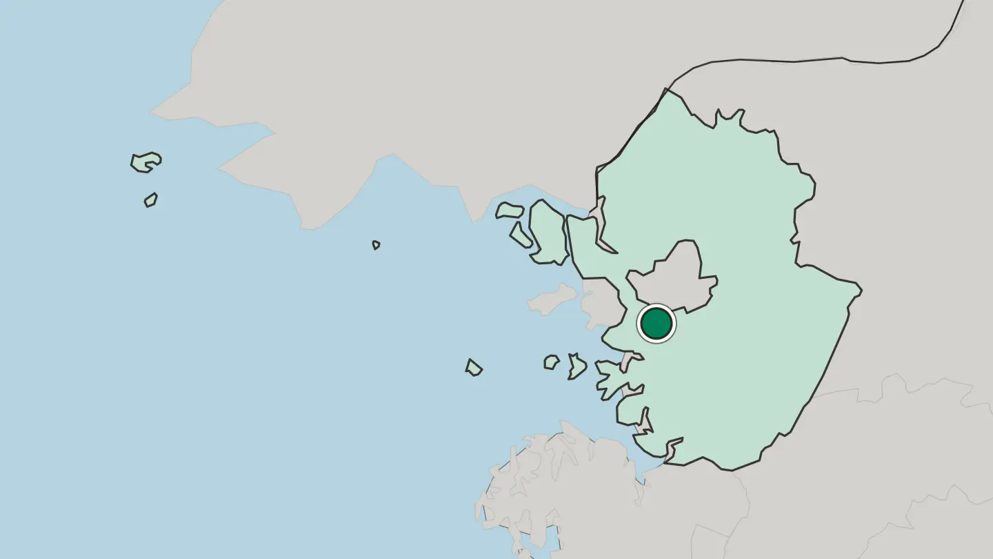 Map of Anyang-si in South Korea
