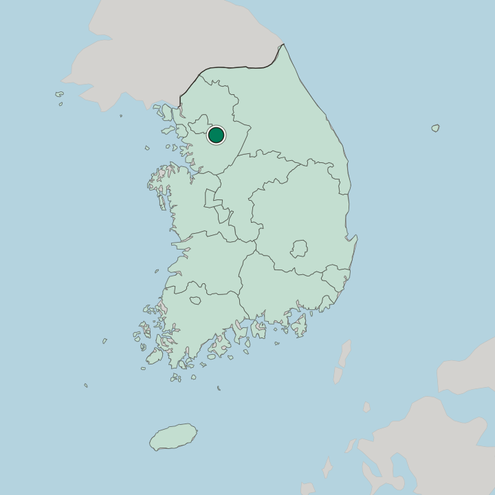 Map showing Gwangju — In South Korea