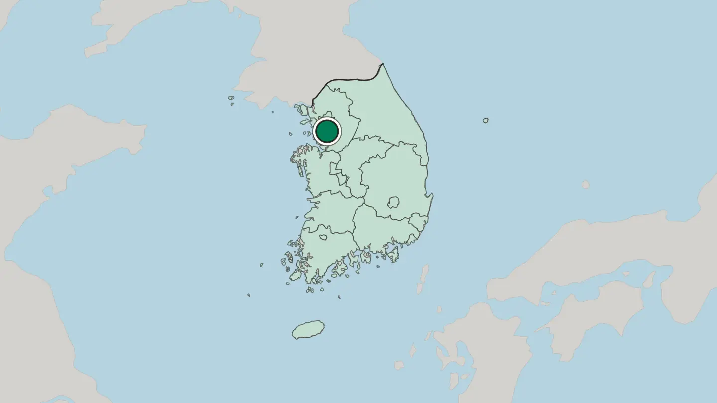 Map of Suwon in South Korea