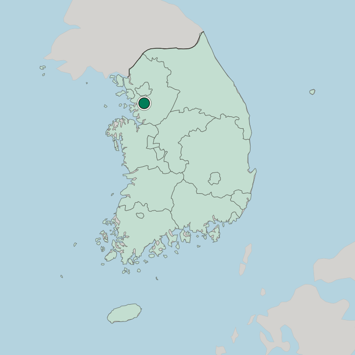 Map showing Suwon — In South Korea