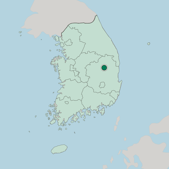 Map showing Andong — In South Korea