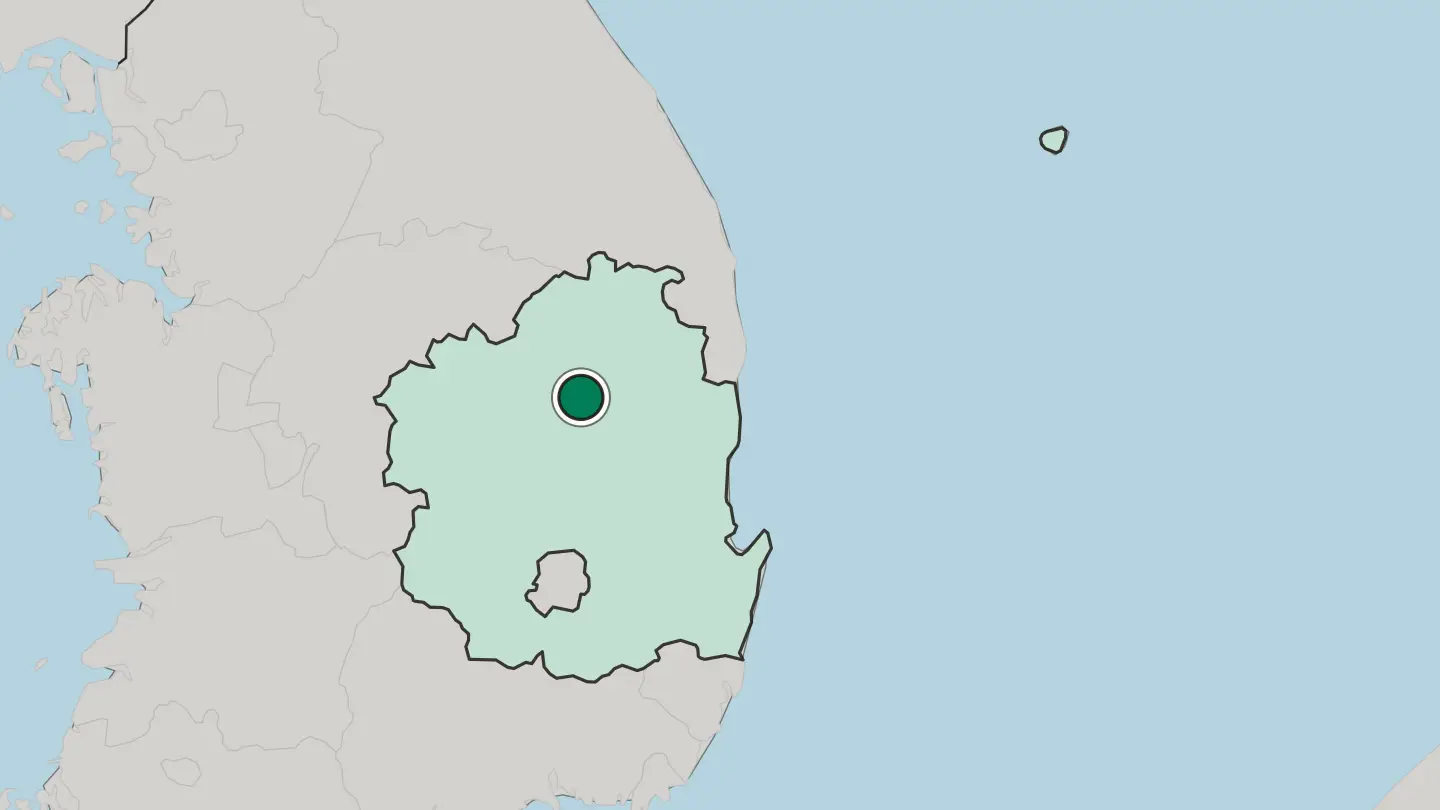 Map of Andong in South Korea