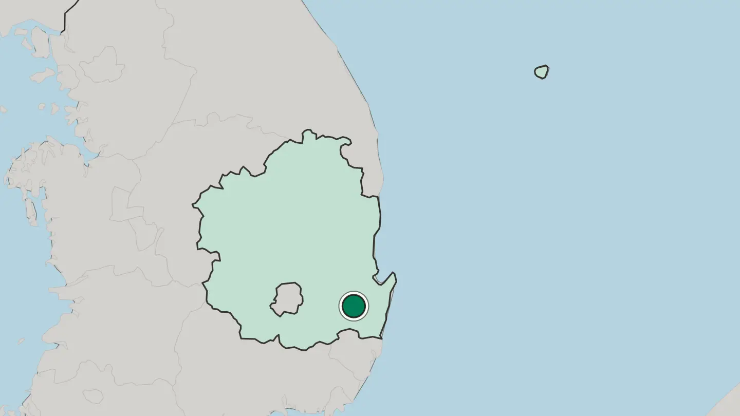 Map of Gyeongju in South Korea