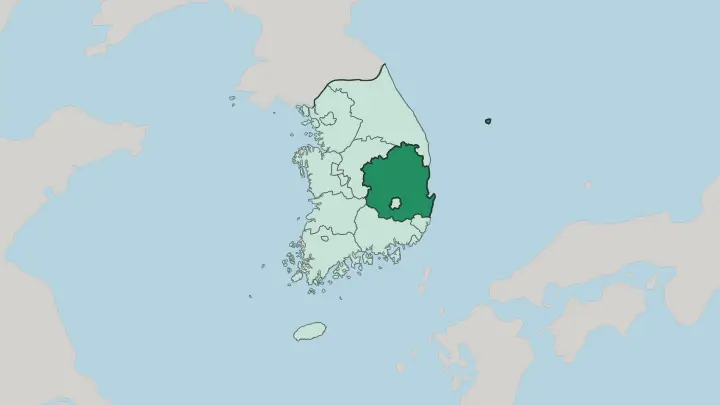 Map of Gyeongsangbuk-do in South Korea