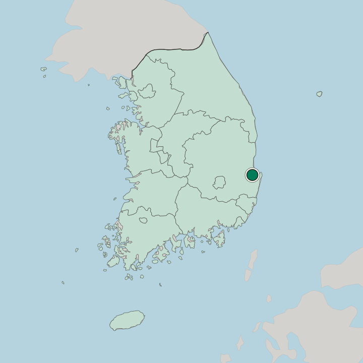 Map showing Pohang — In South Korea