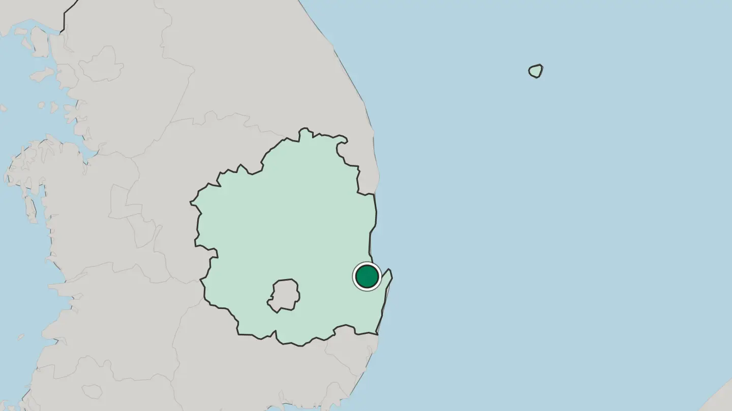Map of Pohang in South Korea