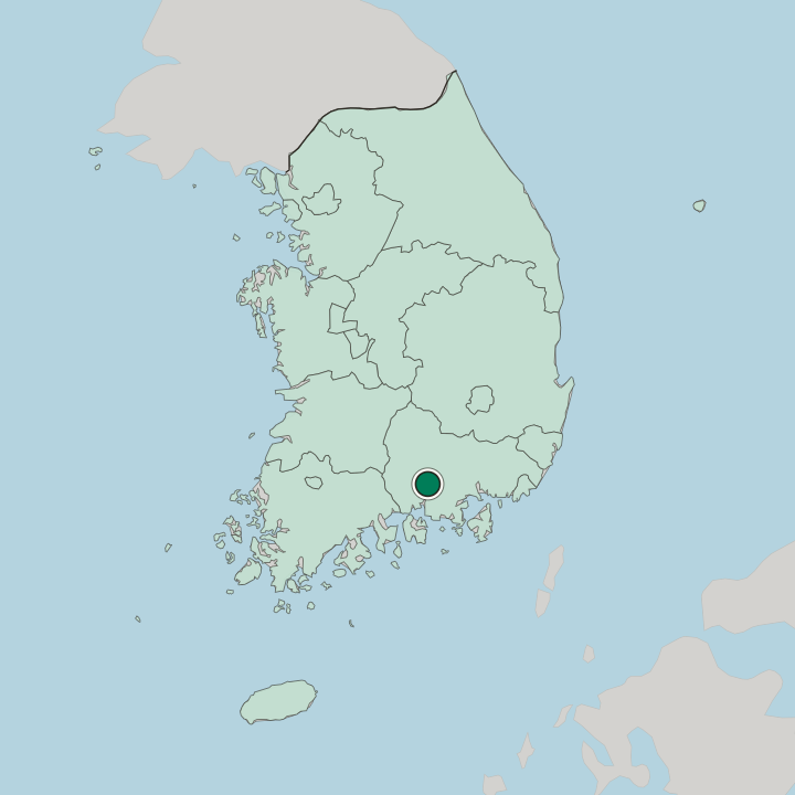 Map showing Chinju — In South Korea