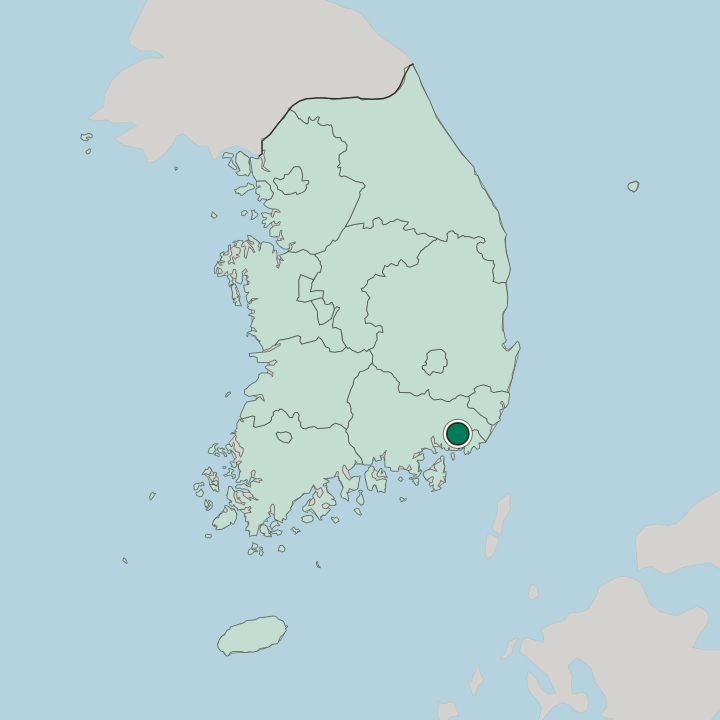 Map showing Kimhae — In South Korea