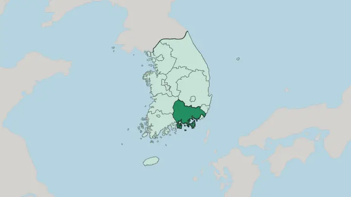 Map of Gyeongsangnam-do in South Korea